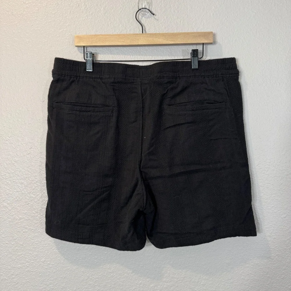 Abercrombie & Fitch Men's XL Black Cotton Linen Textured Pull-On Shorts FLAW